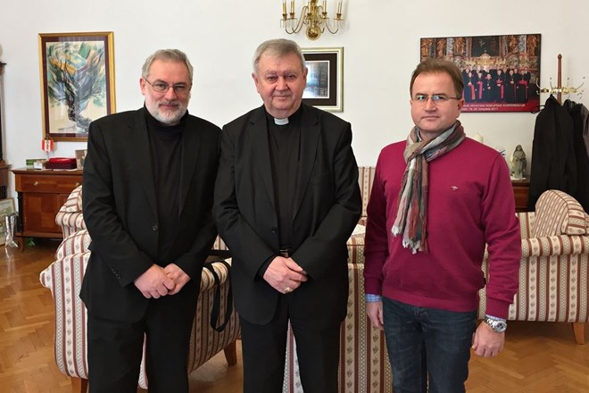 Mo. Davor Bobić i Raymond Rojnik na primanju kod biskupa Mrzljaka